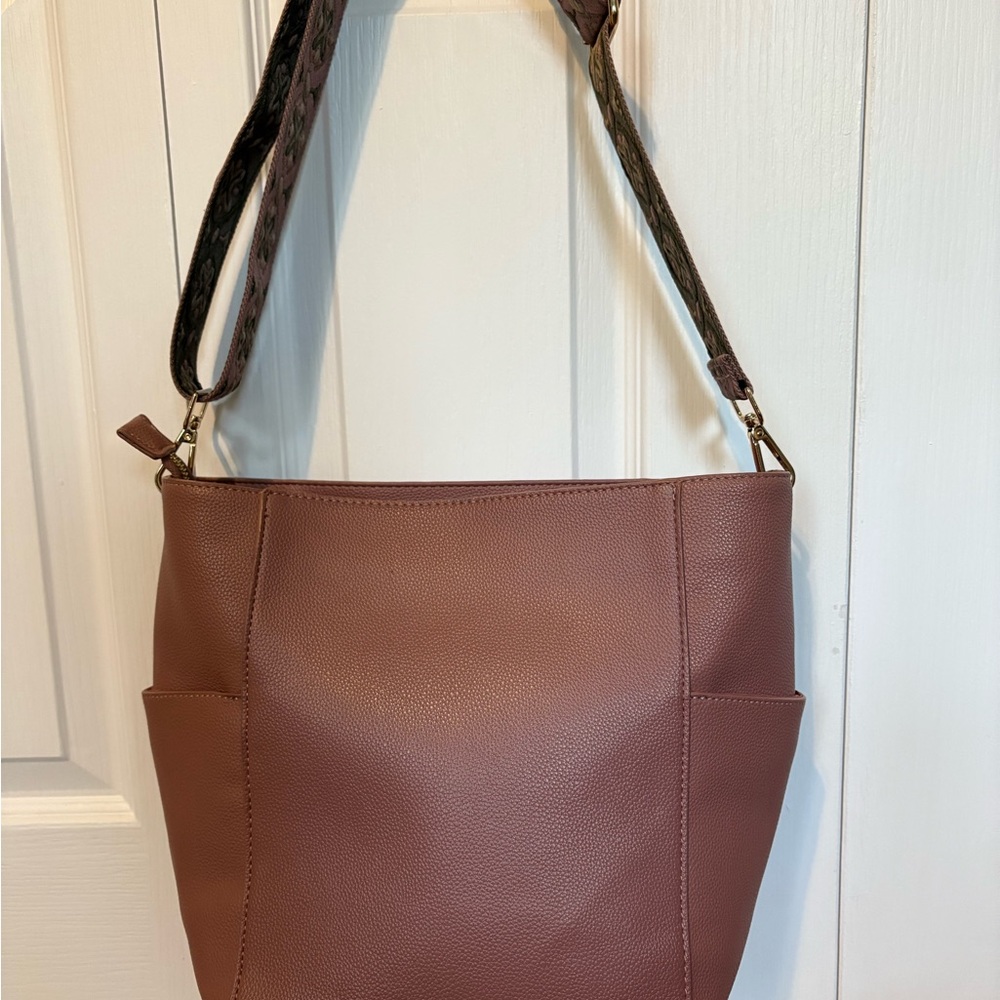 Ah Dorned Elegant Mauve Pink Messenger Bag with two straps